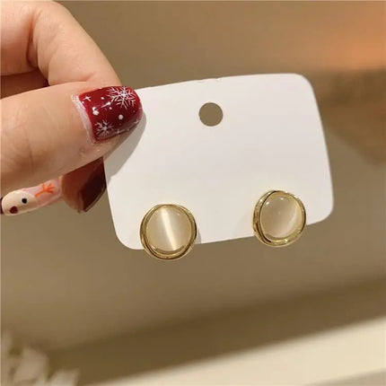 Opal Round Stud Earring for Women