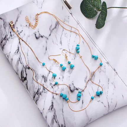 Vintage Bohemian Natural Turquoise Stone Jewelry Set
