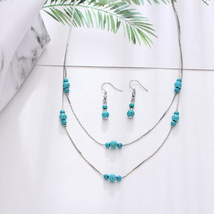 Vintage Bohemian Natural Turquoise Stone Jewelry Set