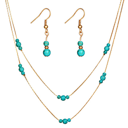 Vintage Bohemian Natural Turquoise Stone Jewelry Set