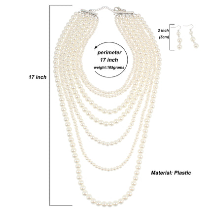 Fashion Multilayer White Imitation Pearl Choker Necklace Set