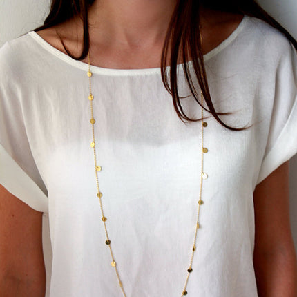 Sequins Pendant Chain Necklace Long Bohemia