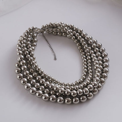 Metallic Bead Necklace Boho Layers Bead Necklace - FASHION SHEGOODS LLC