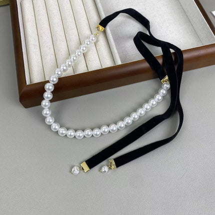 Vintage Elegant Pearls Bow Tie Necklace