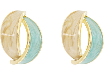 Enamel Green Blue Color Geometric Stud Earrings