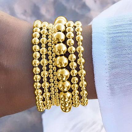 Metallic round beads layer bracelet
