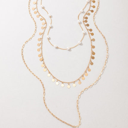 Multi Round Small Disc Charm Necklace - FASHION SHEGOODS LLC