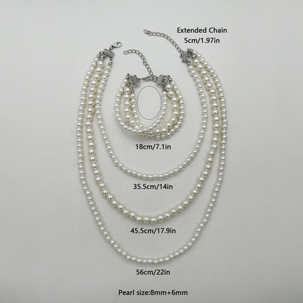Simple Multi-layer Pearl Women's Necklace Long