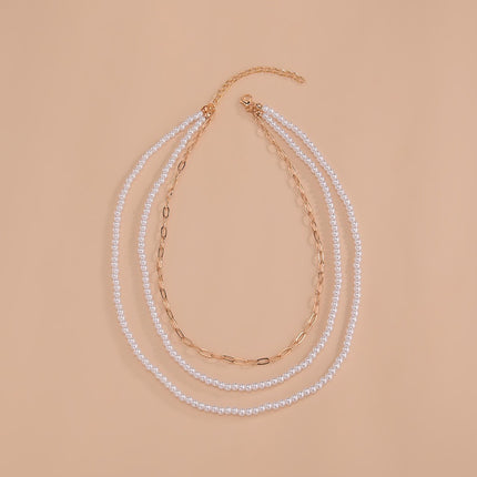 New Pearl Necklace Round Multi Layer White Chain - FASHION SHEGOODS LLC