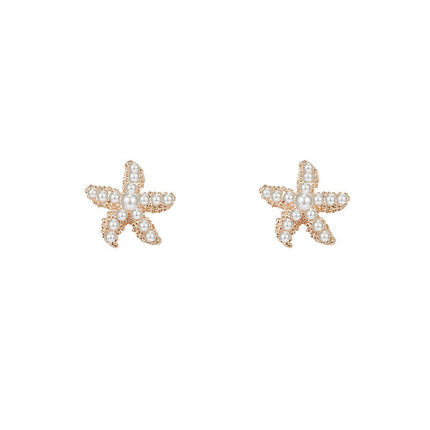 Imitation Pearl Starfish Stud Earrings - FASHION SHEGOODS LLC