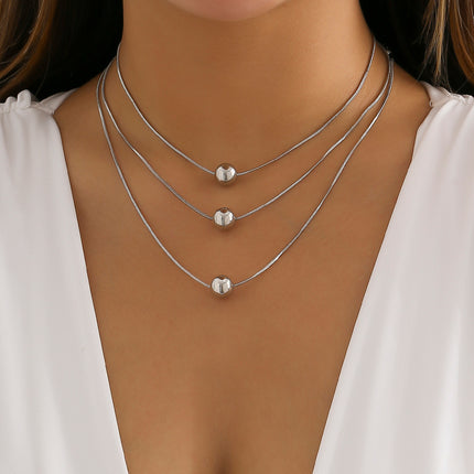 Custom Fashion Simple Jewelry Multi 3 Layers Beads Pendant Necklace