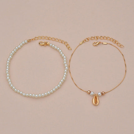 Pearl Women Anklet Double Pearl Beaded Anklet Jewelry