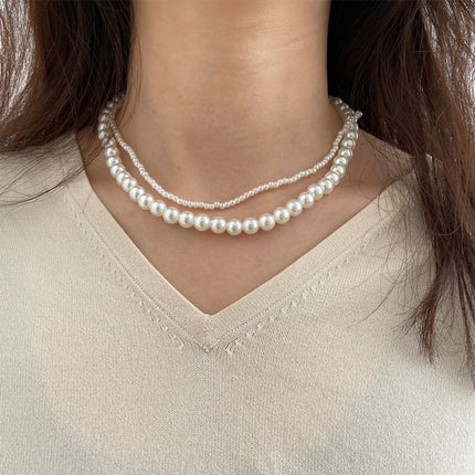Baroque Handmade Beaded Jewelry Artificial Traditional Round Pearl Necklace