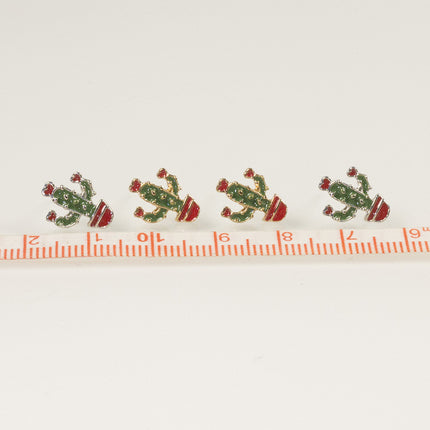 Enamel cactus Stud Earring