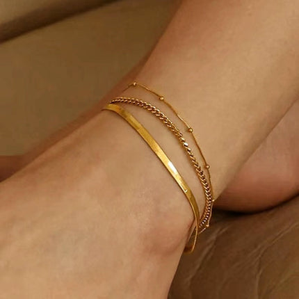 Flat Snake Breads Chain Anklet Jewelry