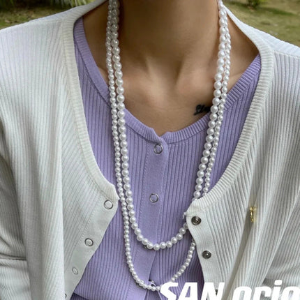 Multilayer Strand Simulated Faux Pearl Necklace - FASHION SHEGOODS LLC