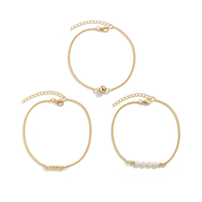 Layered Pearl Bead Anklets Jewelry