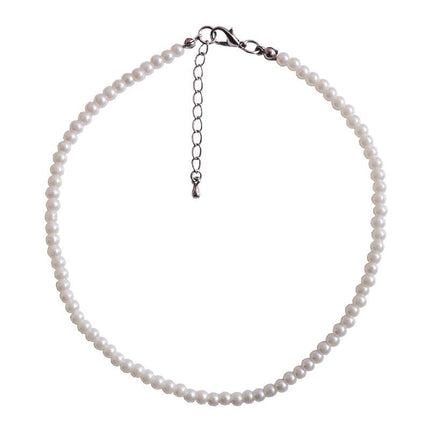 White Pearl Necklace Round Beads Imitation Pearls Choker
