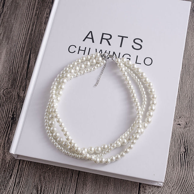 Multilayer Simulated Pearl Choker Necklace for Women - FASHION SHEGOODS LLC
