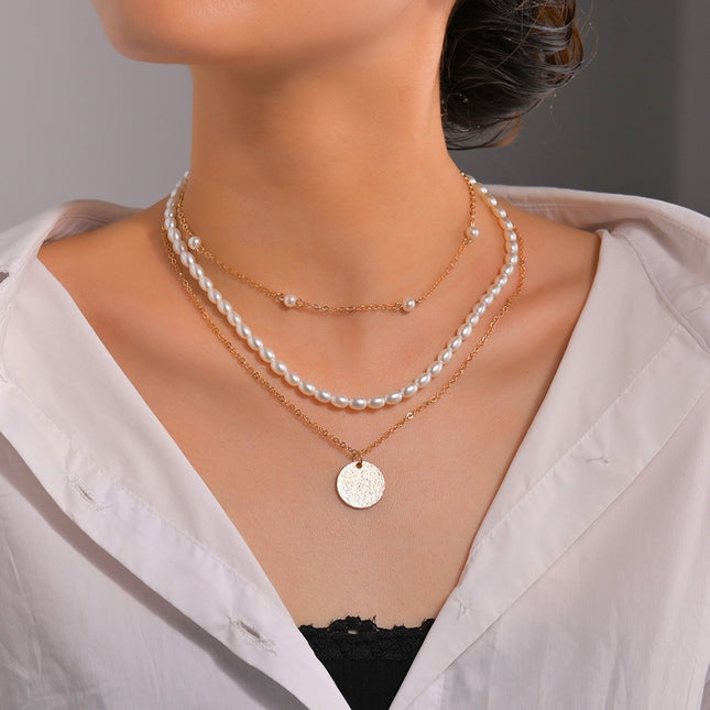 Multi-layer Layered Pearl Necklace Women Pendant - FASHION SHEGOODS LLC
