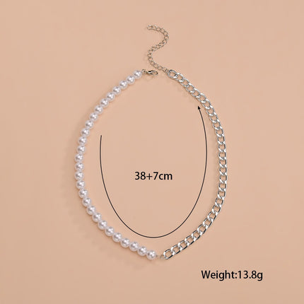 Elegant Chain Choker Necklace White Pearl