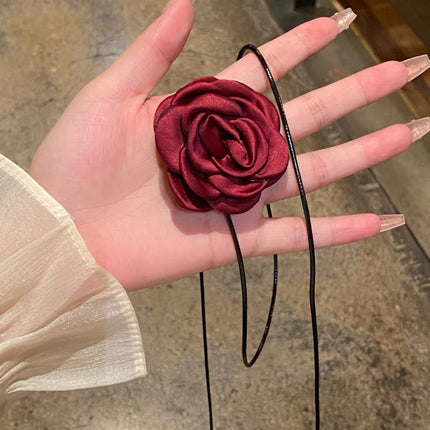 Creative Handmade Rose Flower Necklaces Long Wax Rope