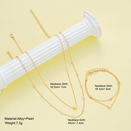 Vintage Metal Love Heart Necklace Set