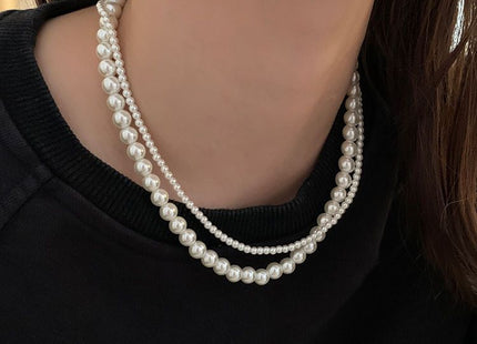 Faux Pearl Strand Layered Choker Bridal Necklace Wedding Jewelry