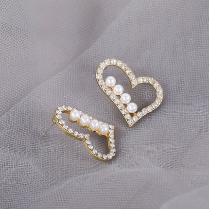 Love Heart Crystal Pearl Earring - FASHION SHEGOODS LLC