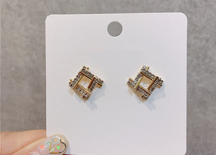 Square Crystal Rhinestone Stud Earring