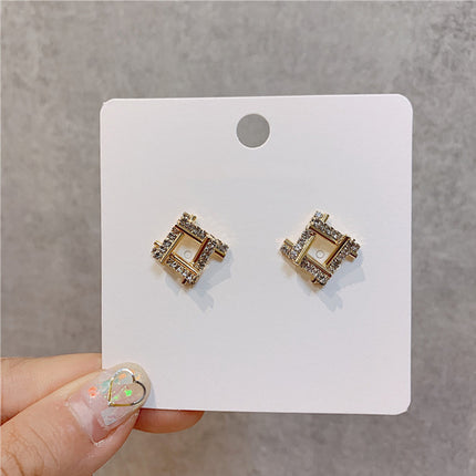Square Crystal Rhinestone Stud Earring