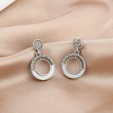 Double Circle Dangle Drop Stud Earrings