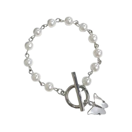 Butterfly Pendant Pearl Bracelet