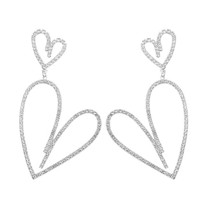 Crystal Rhinestone Heart Drop Dangle Earrings