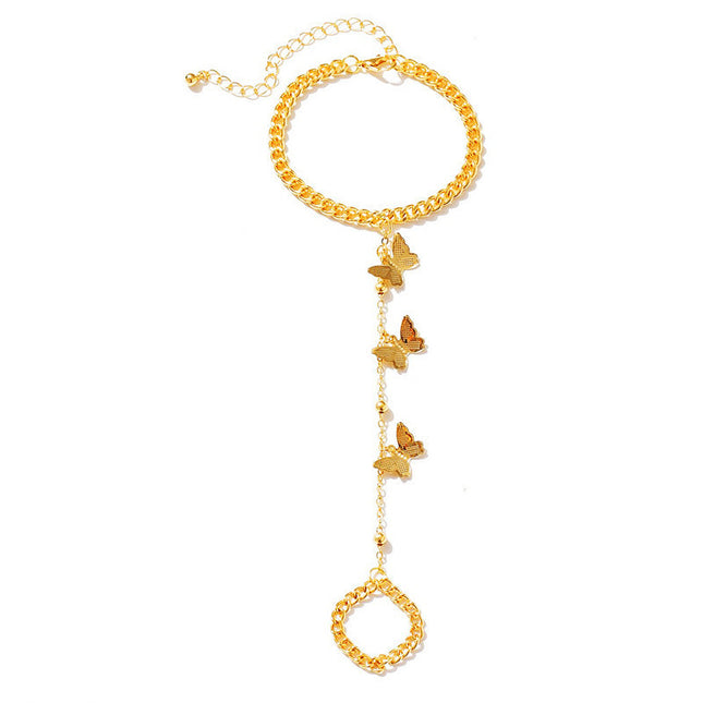 Women butterfly Finger Bracelet Jewelry
