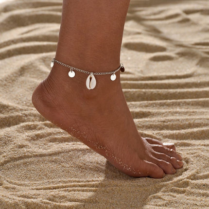 Beach Shell Pendant Circular Tassel Women Anklet Jewelry