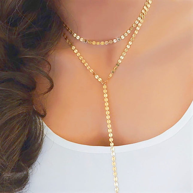 Multilayer Sequins Tassel Pendants Chain Necklace - FASHION SHEGOODS LLC