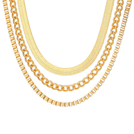 Three Link Chains Jewelry Necklace Snake Chain