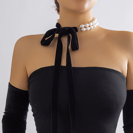 Vintage Long Bow Collar Chain Necklace