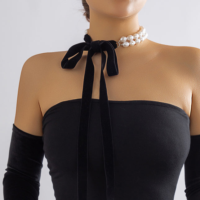 Vintage Long Bow Collar Chain Necklace
