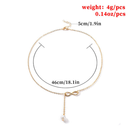 Infinity Lariat Pearl Necklace