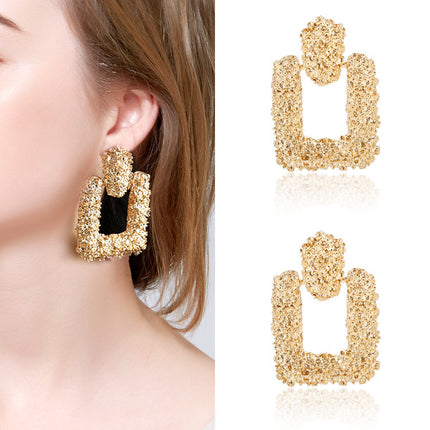 Hollow Large Square Stud Statement Earrings - FASHION SHEGOODS LLC