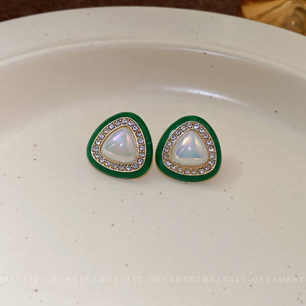 Geometric Triangle Pearl Stud Earrings - FASHION SHEGOODS LLC