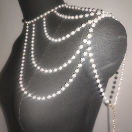Tassel Chest Sexy Layer Pearl Body Chain