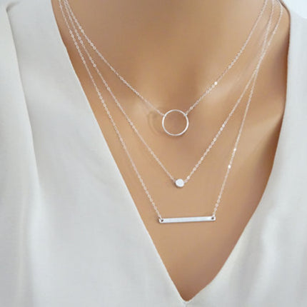 Multilayer Circles Geometric Round Chokers Necklaces - FASHION SHEGOODS LLC