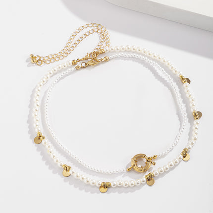 Imitation Pearl Geometric Pendant Necklace - FASHION SHEGOODS LLC