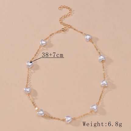 Faux Heart Pearl Beaded Necklace