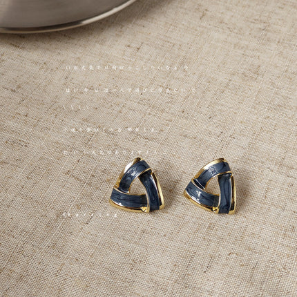 Enamel Geometric Triangle Stud Earrings