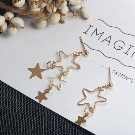 Hollow Pentagram Star Stud Earrings