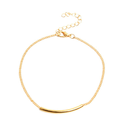 Women Square Tube Curved Bar Ankle Bracelets